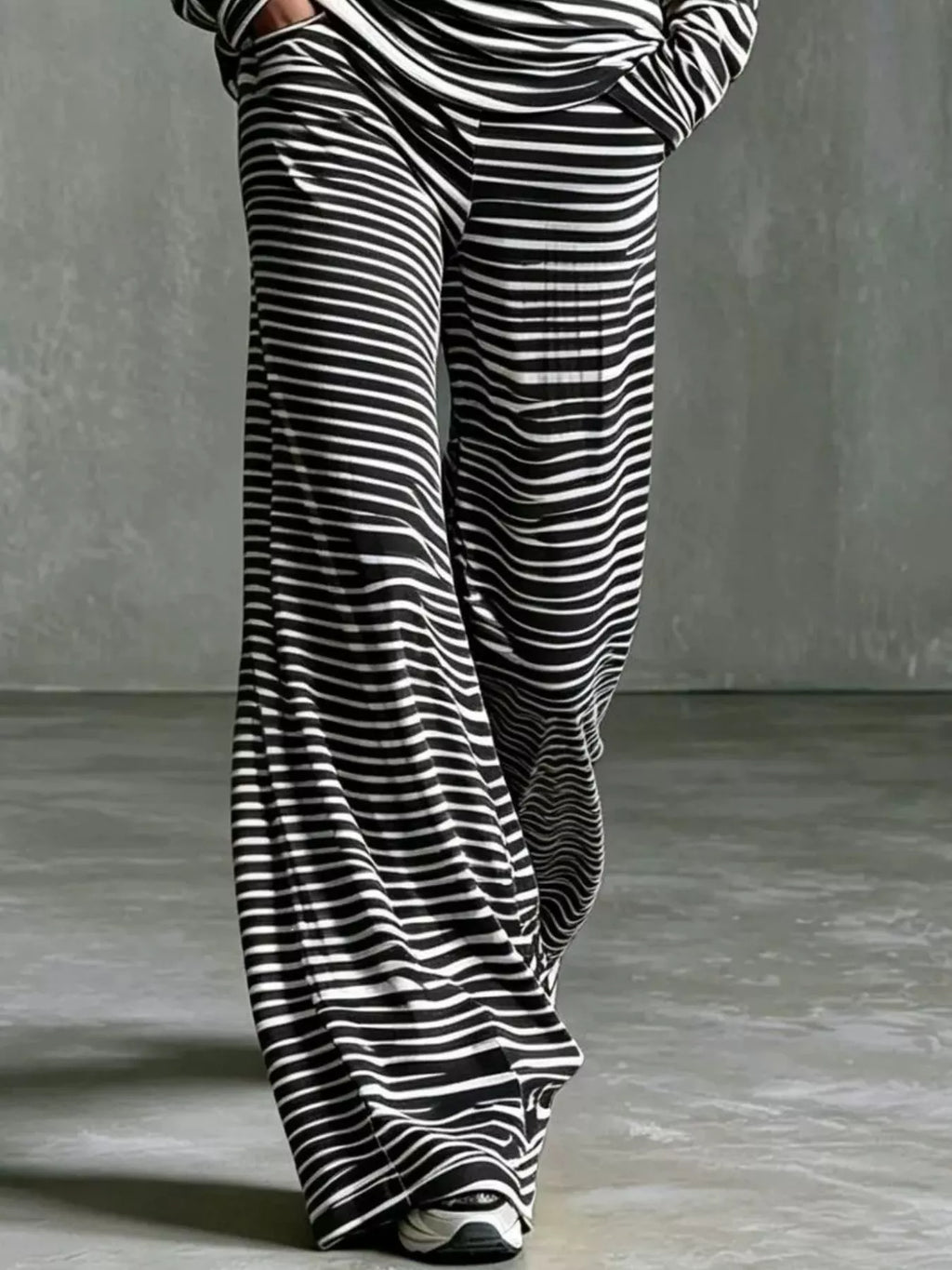 Striped Boat Neck Top Pants Set (6)