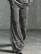 Striped Boat Neck Top Pants Set (6)