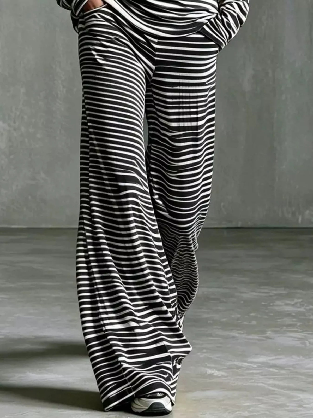 Striped Boat Neck Top Pants Set (6)
