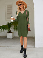 Cable-knit V-neck Mini Sweater Dress (9)