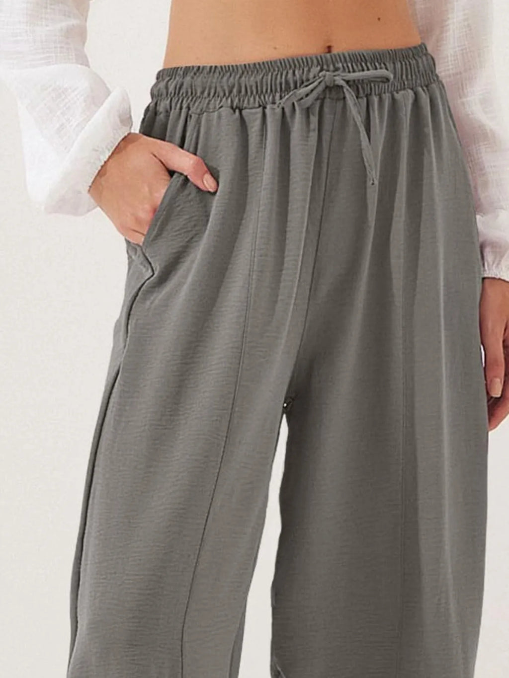 Full Size Drawstring Wide Leg Cropped Pants Plus (18)