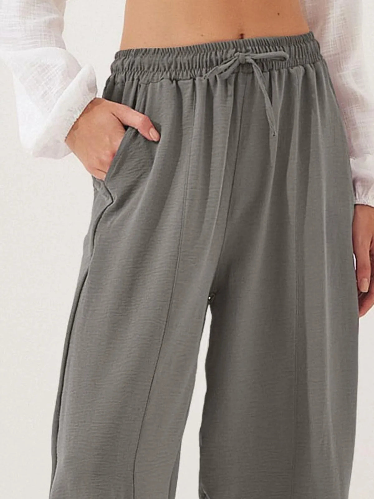 Full Size Drawstring Wide Leg Cropped Pants Plus (18)