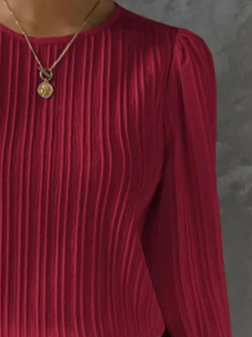 Round Neck Long Sleeve Blouse (8)