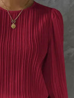 Round Neck Long Sleeve Blouse (8)