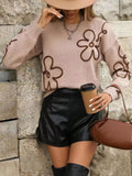 Flower Dropped Shoulder Sweater