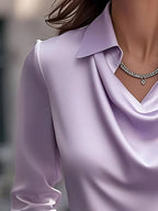 Satin Collar Long Sleeve Blouse (9)