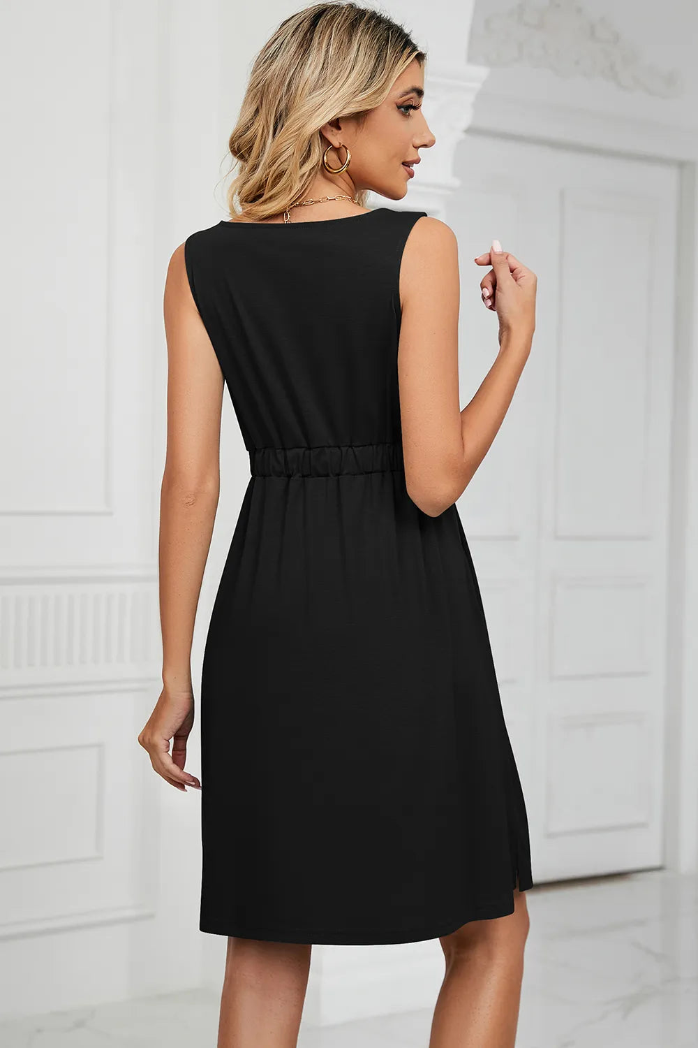 Buttoned Wide Strap Mini Dress (16)
