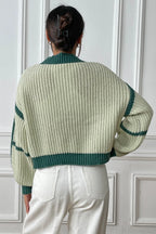 Contrast Open Front Long Sleeve Cardigan (2)
