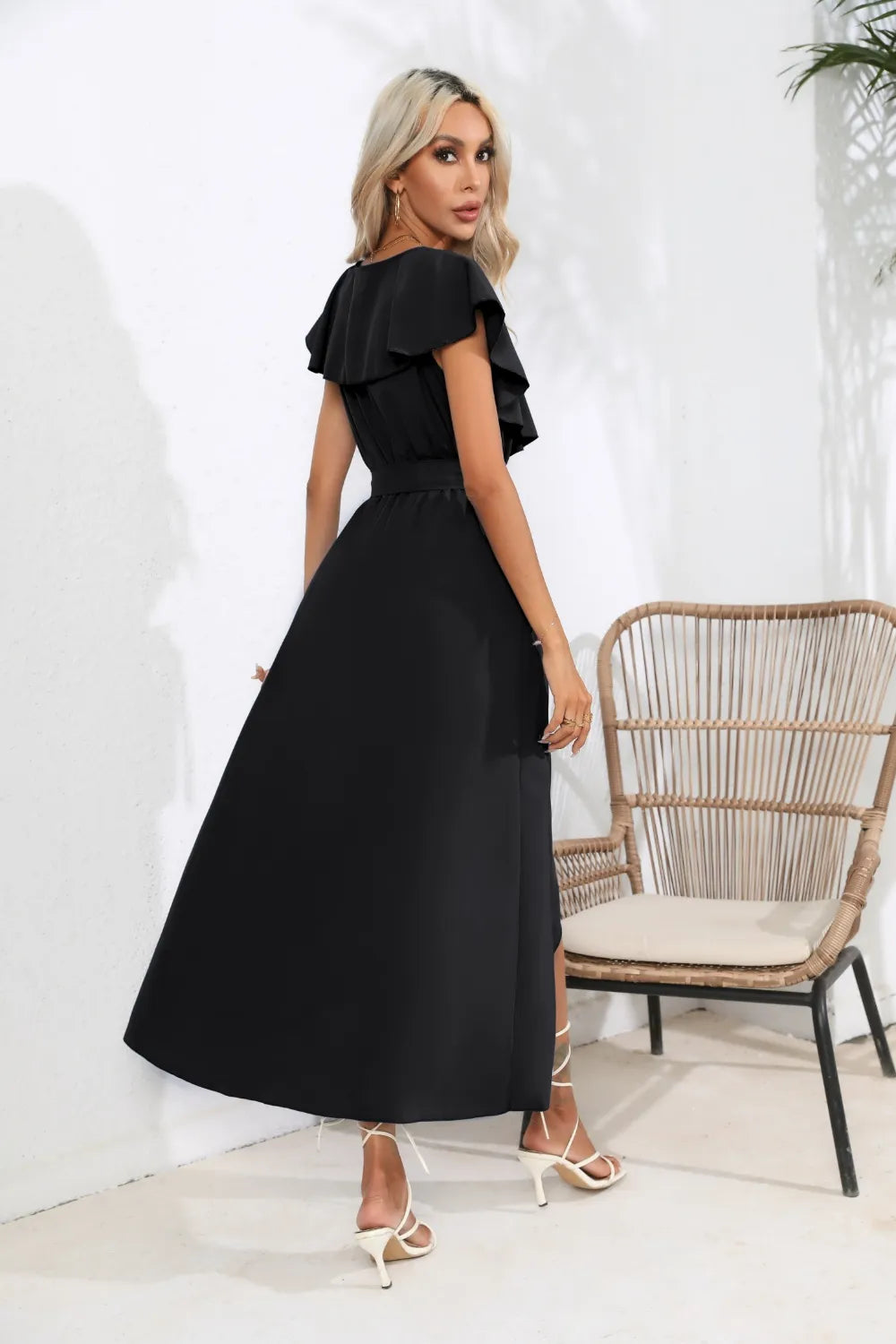 Ruffled Tied V-neck Midi Dress (14)