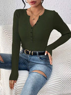 Ribbed Knit Button Front Top (26)
