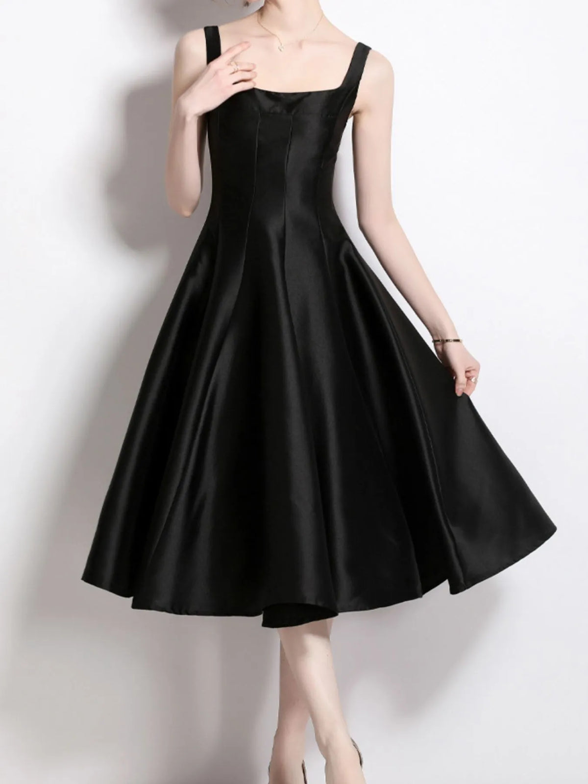 A-line Silhouette Midi Sleeveless Dress (4)