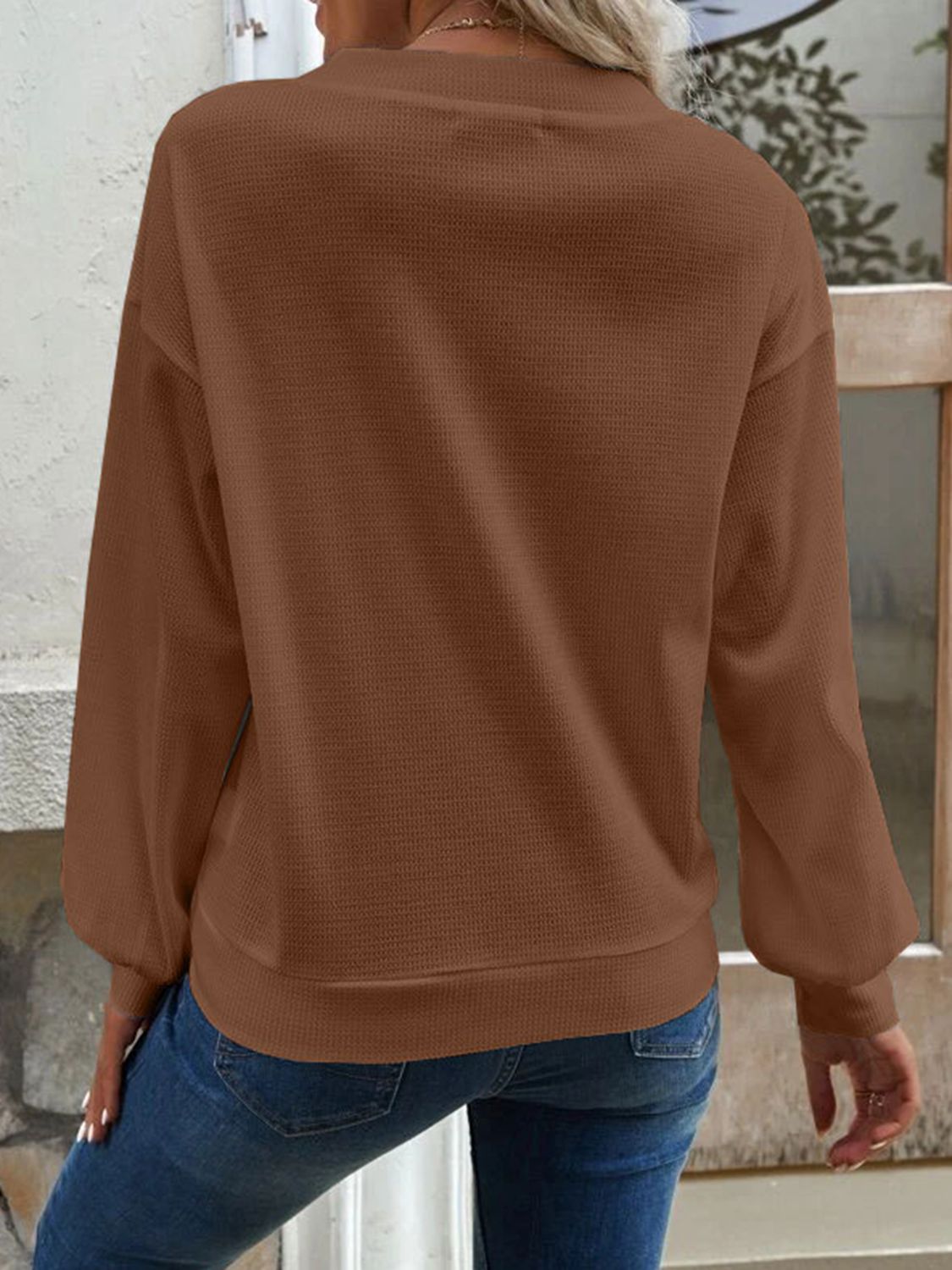 V-neck Dropped Shoulder Blouse (18)