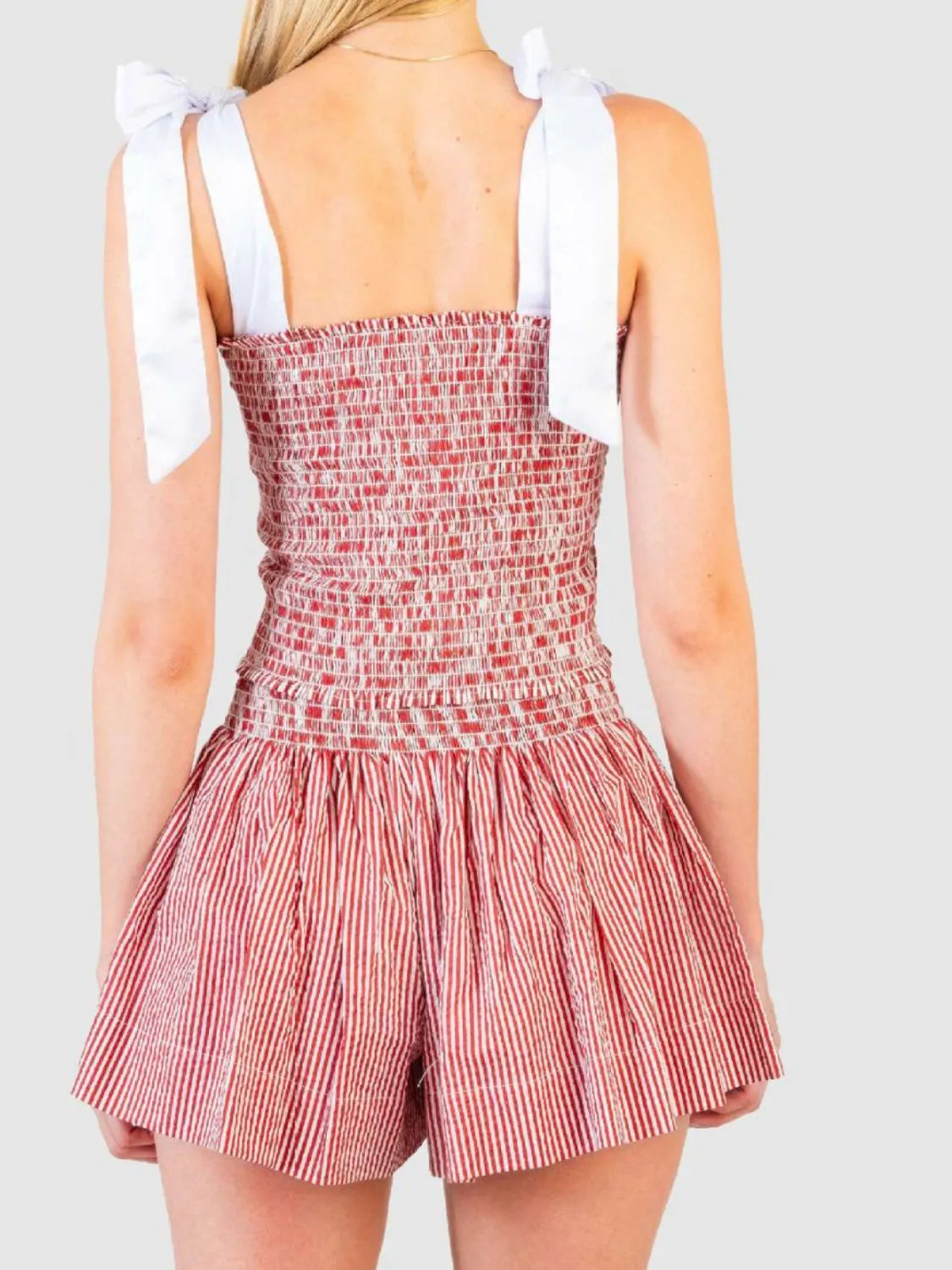 Smocked Tie Shoulder Cami Shorts Set (11)