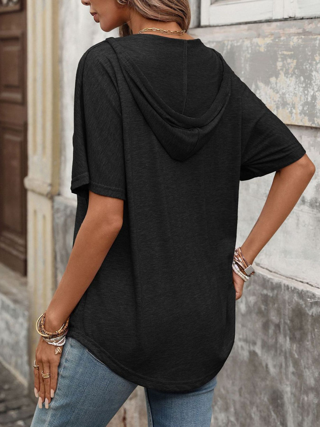 Casual Short Sleeve Hooded T-shirt (12)