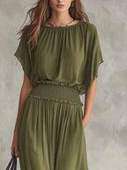 Chiffon Maxi Dress Smocked Waist (2)