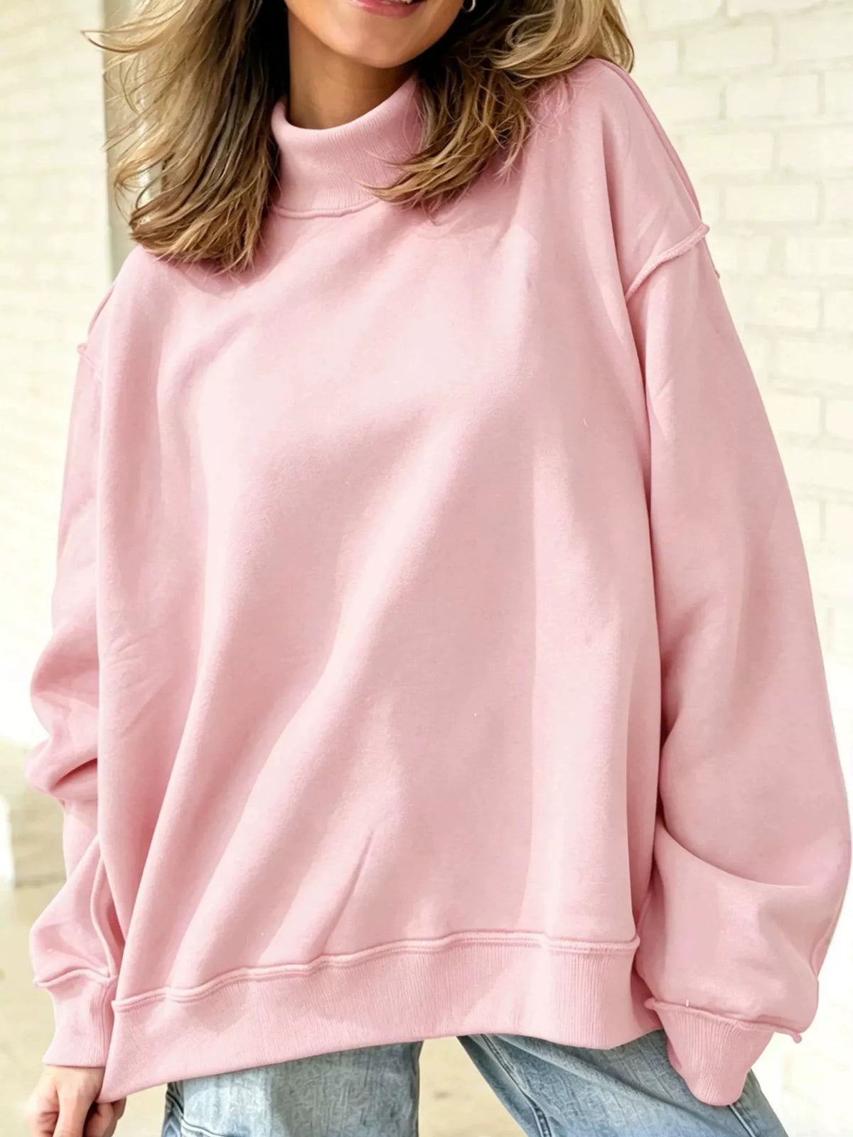 Mock Neck Dropped Shoulder Sweatshirt (10)