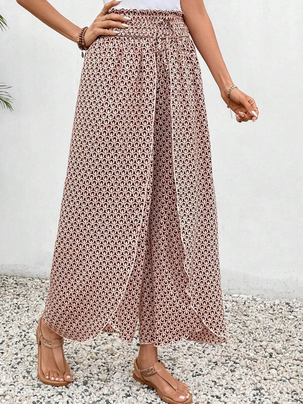 Tied Printed Wide Leg Pants (12)