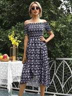 Off Shoulder Floral Slit Dress (9)