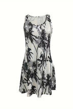 Printed Scoop Neck Wide Strap Mini Dress (3)