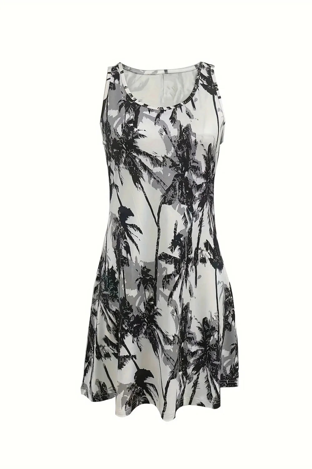 Printed Scoop Neck Wide Strap Mini Dress (3)
