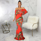 Digital Print Off-neck Tube Top Dress variant CJLY256886801AZ|CJLY256886802BY|CJLY256886803CX|CJLY256886804DW|CJLY256886805EV