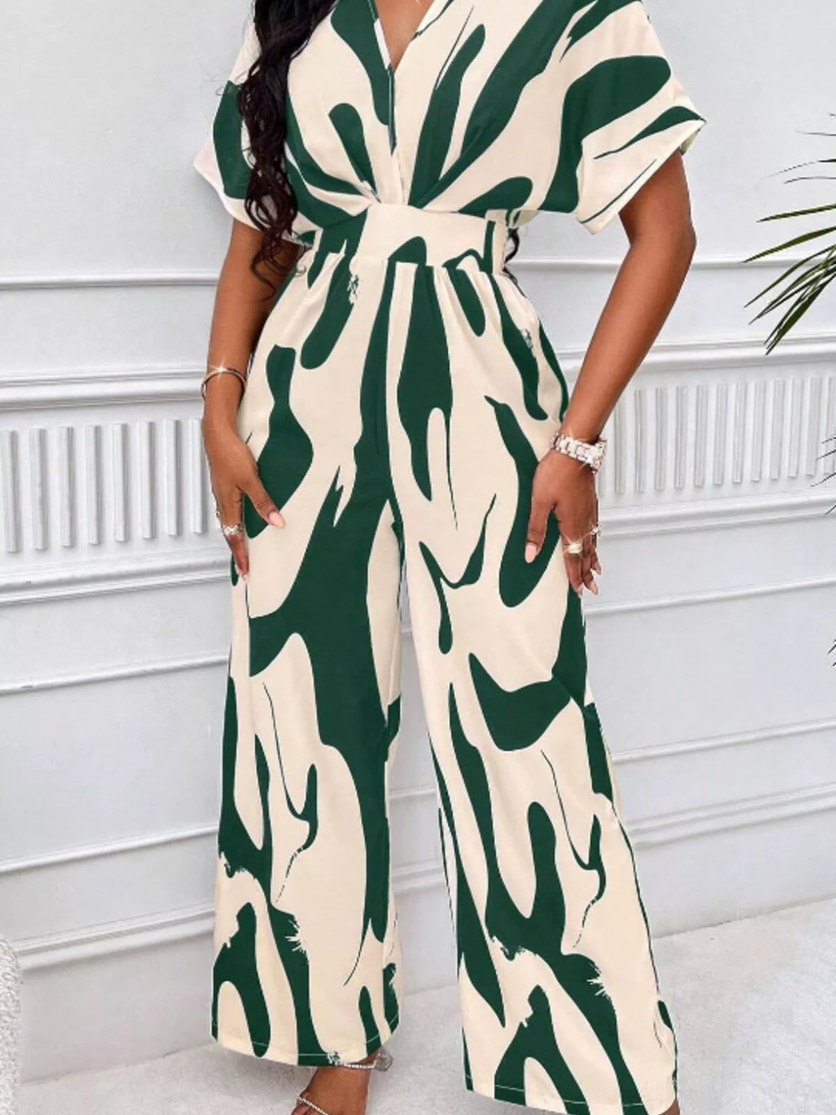 Abstract Print Wide-leg Jumpsuit (11)