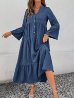 Ruffle Hem Button Front Tiered Dress (15)
