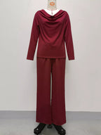 Full Size Cowl Neck Top Cardigan Pants Set Plus (16)