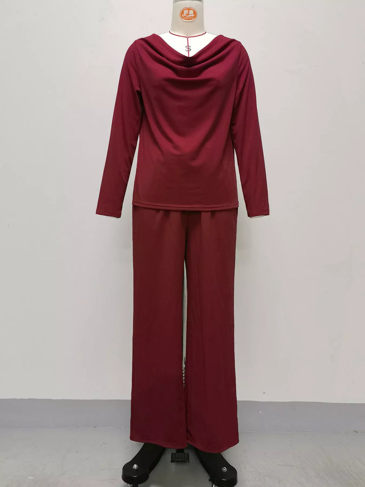 Full Size Cowl Neck Top Cardigan Pants Set Plus (16)