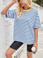 Contrast Striped Round Neck T-shirt (14)