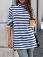 Striped Turtleneck Long Sleeve Knit Top (7)