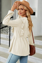 Ruffled Round Neck Balloon Sleeve Blouse (21)