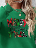 Letter Graphic Round Neck Long Sleeve Sweatshirt (23)
