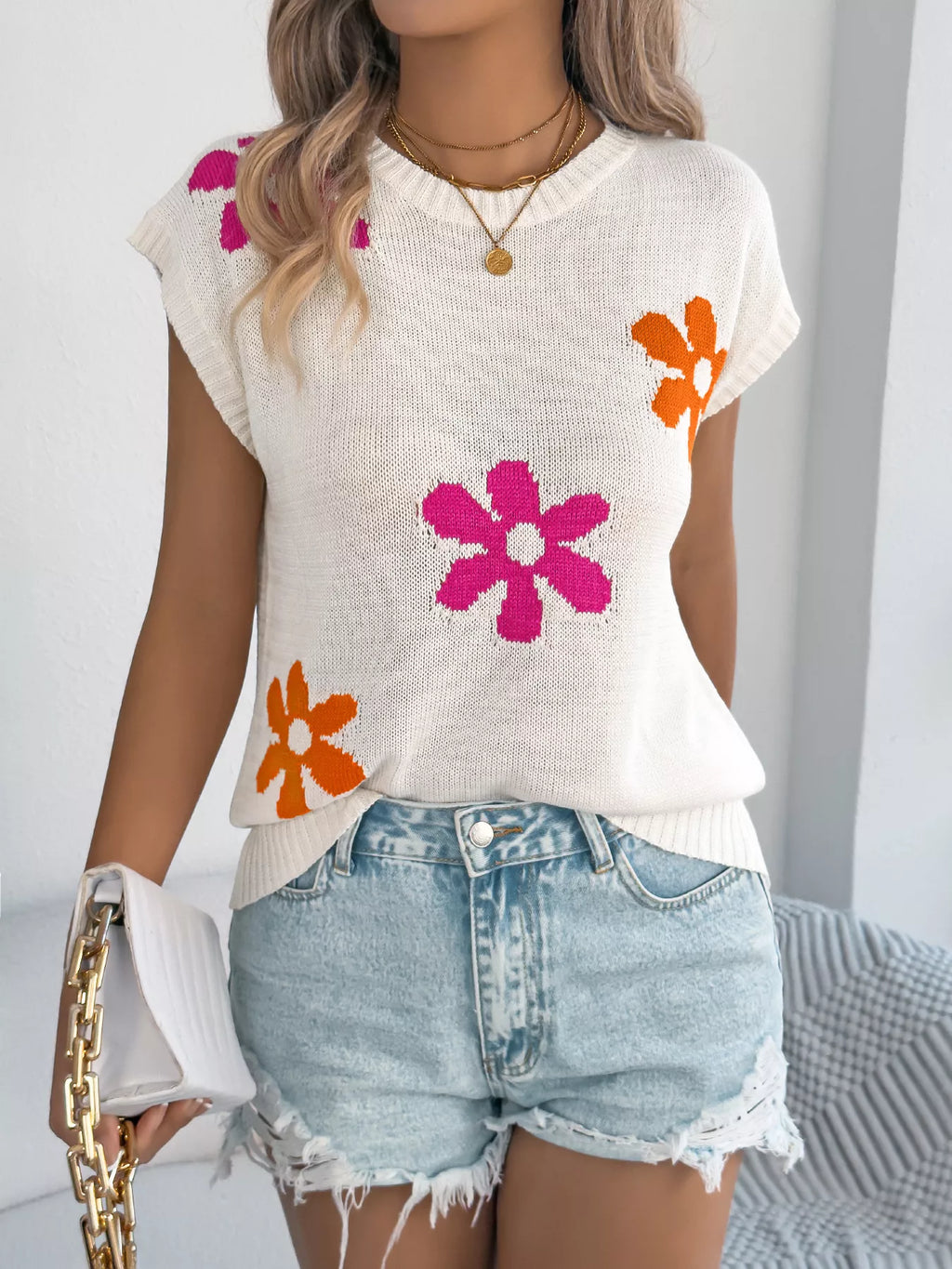 Flower Round Neck Sweater (2)