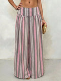High-waisted Striped Wide-leg Casual Pants