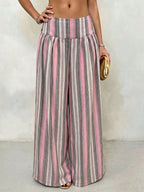 High-waisted Striped Wide-leg Casual Pants