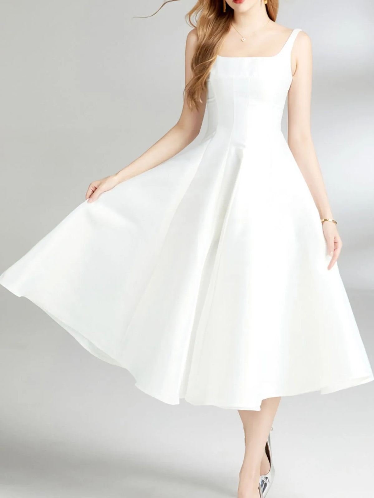 A-line Silhouette Midi Sleeveless Dress (7)