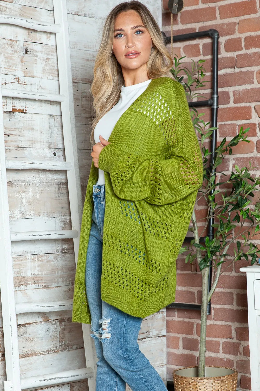 Openwork Open Front Long Sleeve Cardigan (9)