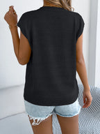 Cable Knit Heart Round Neck Cap Sleeve Top (14)