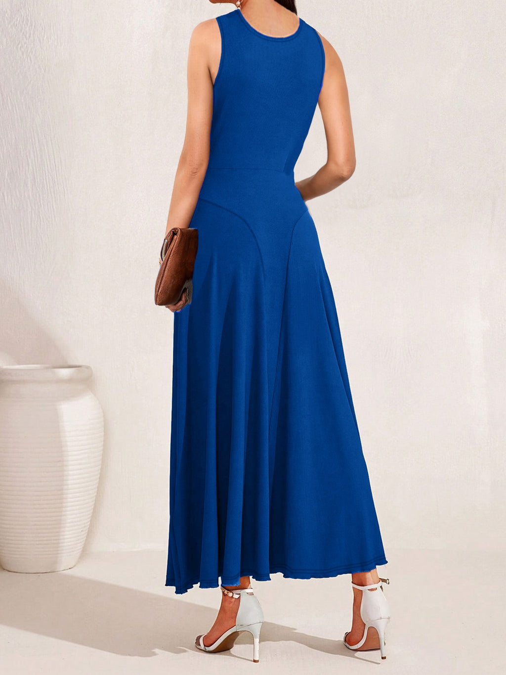 Crisscross Halter Neck A-line Midi Dress (8)