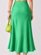 High-waisted Satin Midi Skirt (43)