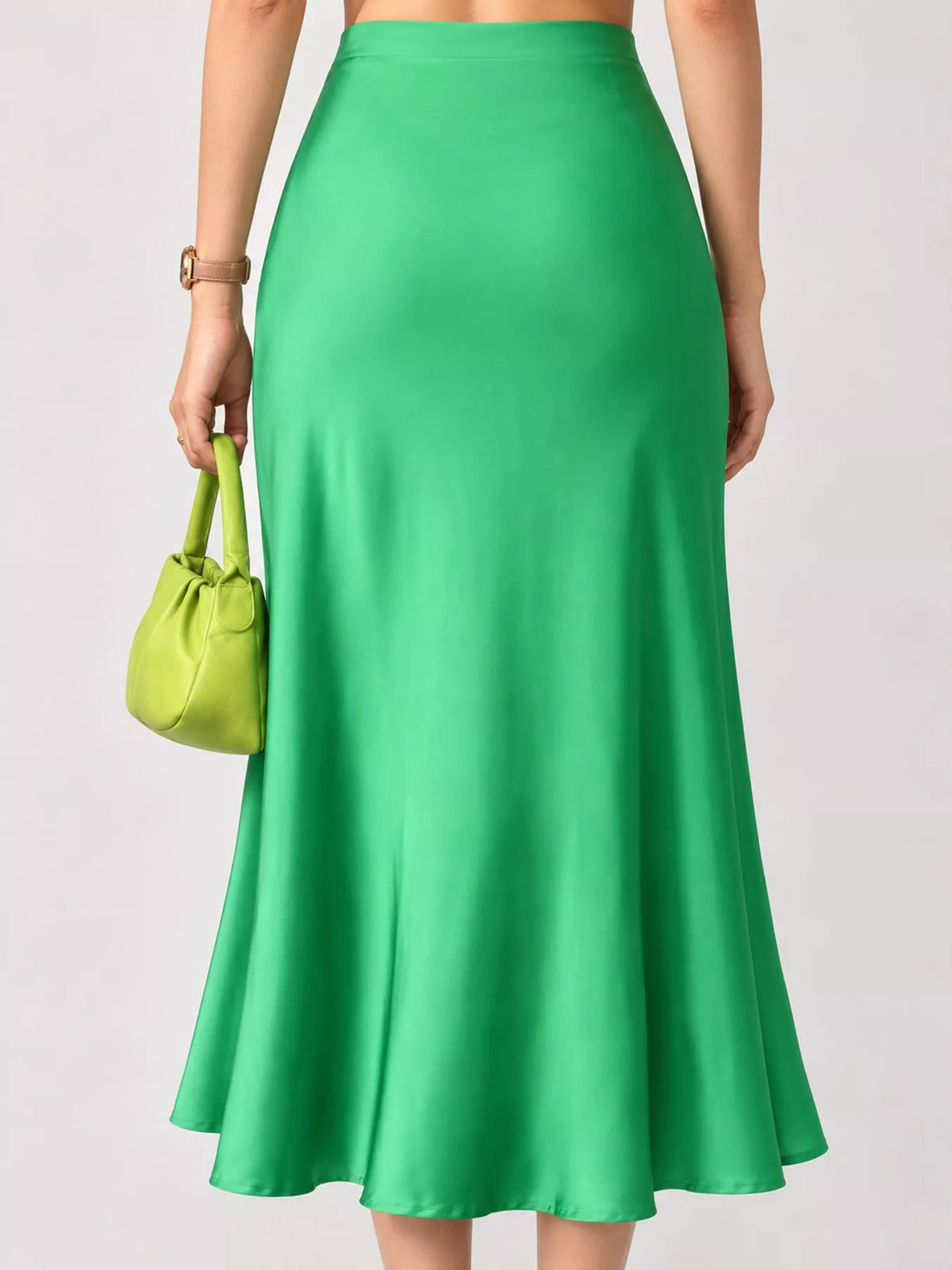 High-waisted Satin Midi Skirt (43)