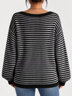Striped Knit Boat Neck Sweater (19)