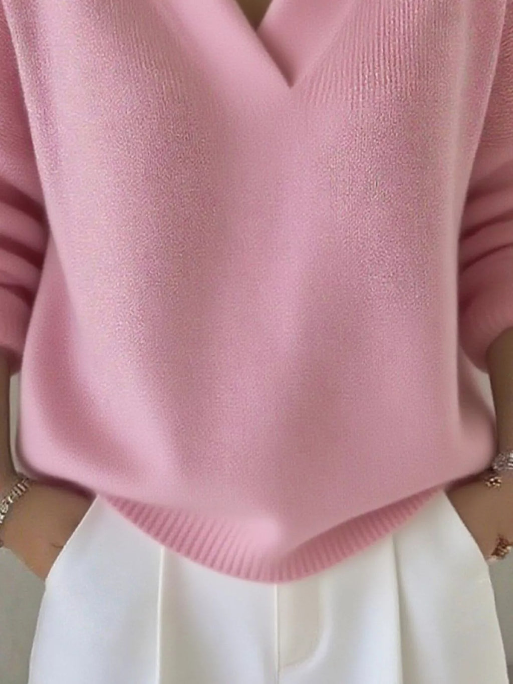 Full Size V-neck Long Sleeve Sweater Plus (6)
