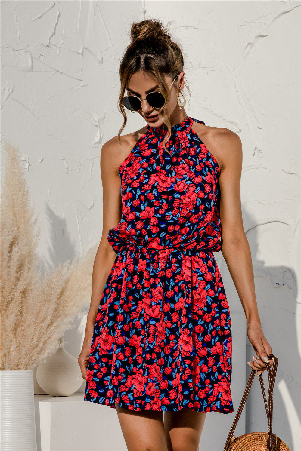 Floral Tied Sleeveless Mini Dress (15)