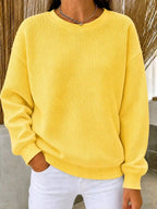 Full Size Waffle Knit Crewneck Sweatshirt Plus