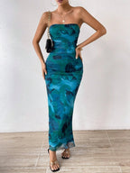 Printed Side Slit Tube Dress (5)