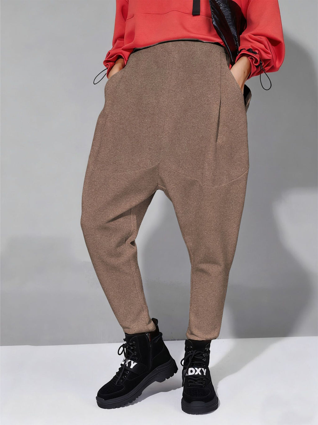 Loose Fit Harem Pants Pockets