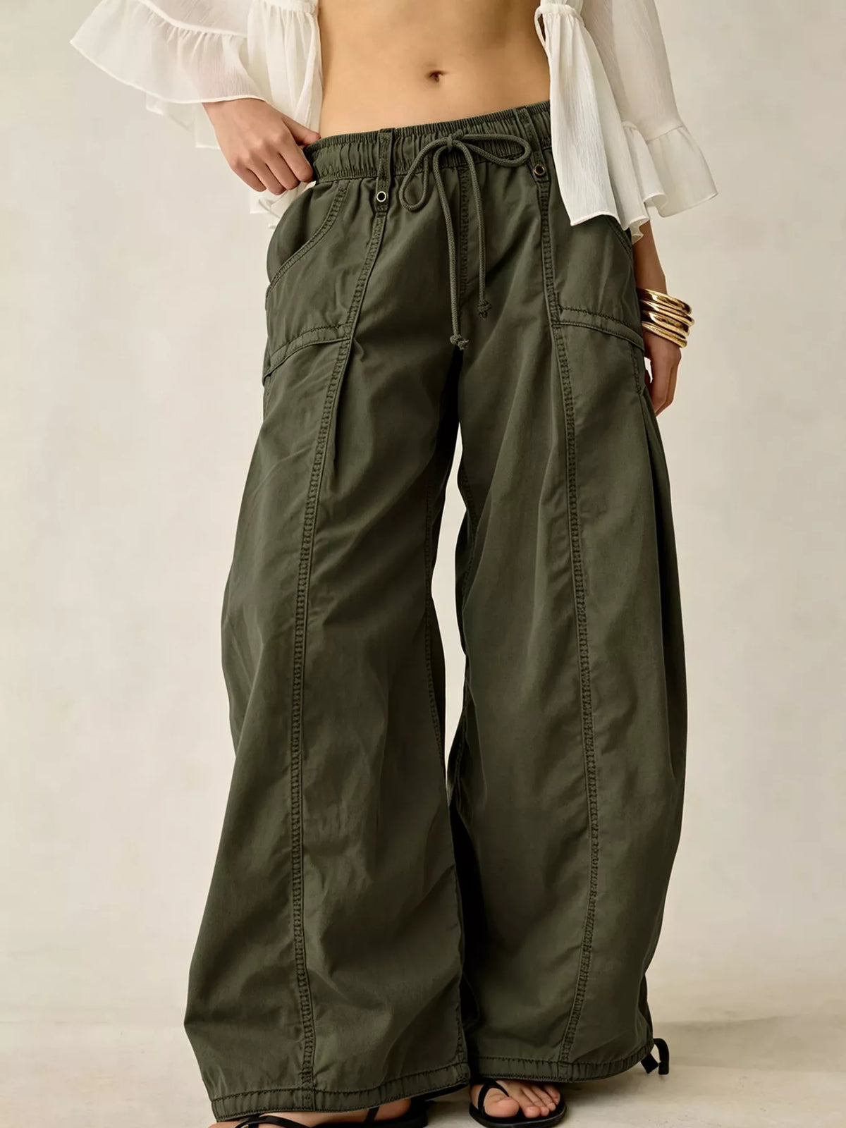 High-waisted Cargo Wide-leg Pants (25)