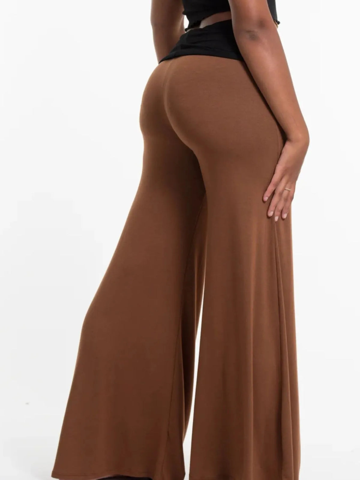 High Waisted Wide Leg Yoga Pants Contrast Waistband (19)